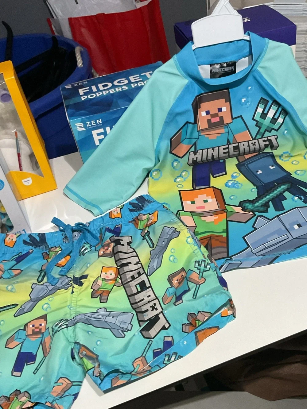 Minecraft Kids' Aqua Gradient Swim Set - Official Game Graphic